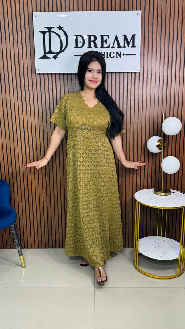 Womens Full Length Embroidered Dress Trendy Ethnic Wear