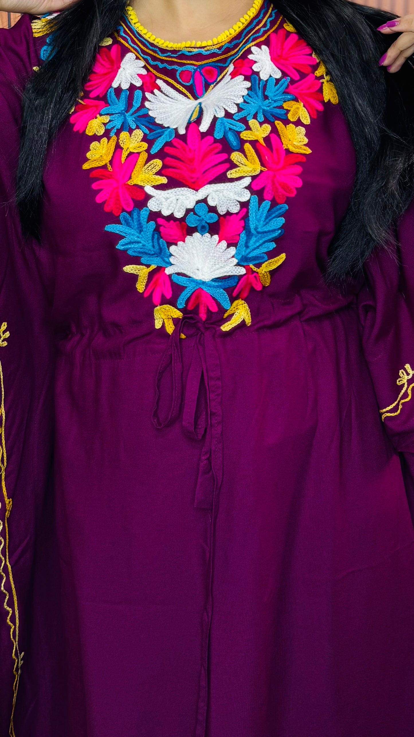 Women’s Embroidered Kaftan Dress | Elegant Ethnic Lounge Wear