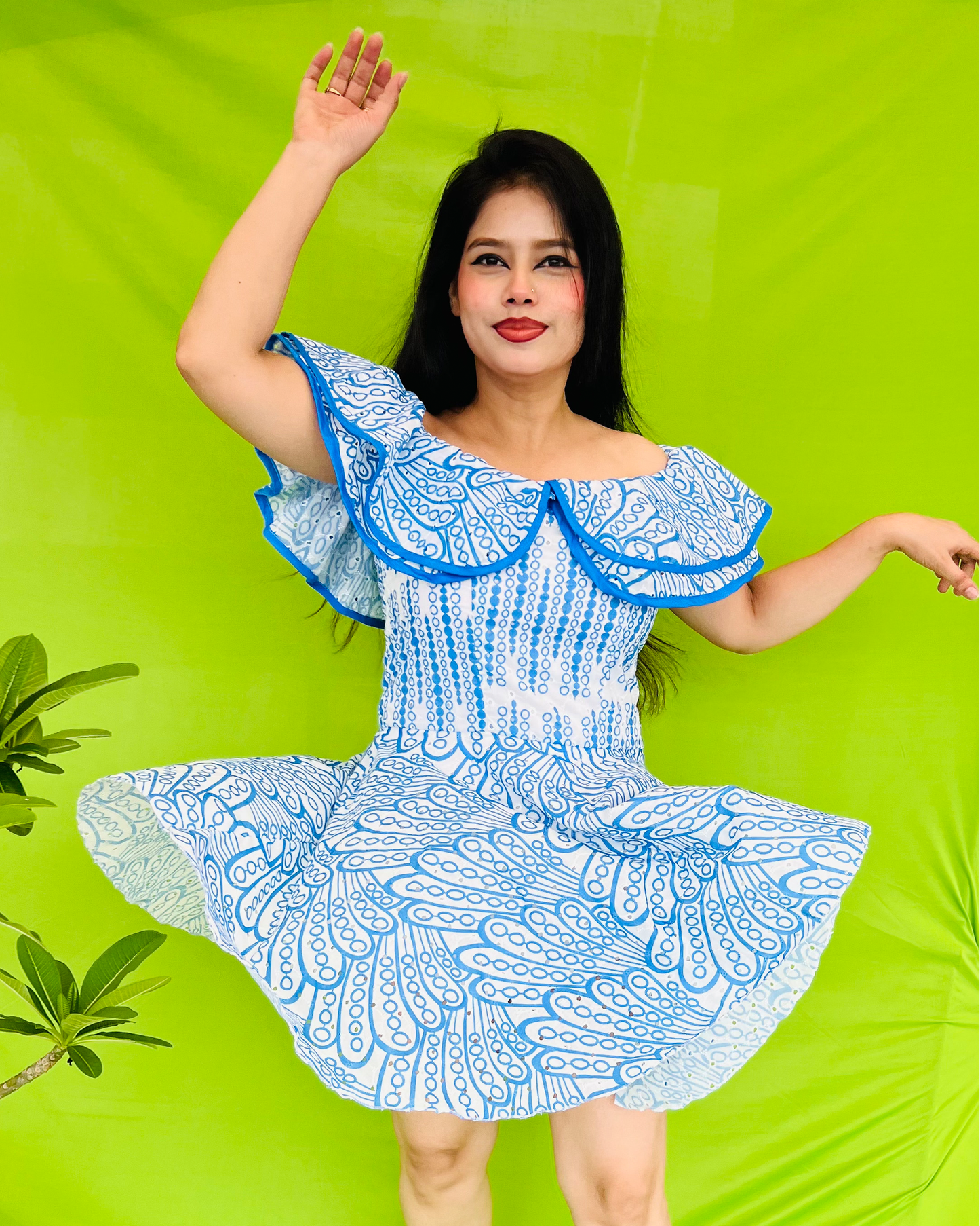 Dream Design Women's Cotton Off-Shoulder Dress β Colorful Floral Print | Lightweight & Comfortable for Beach & Casual Wear