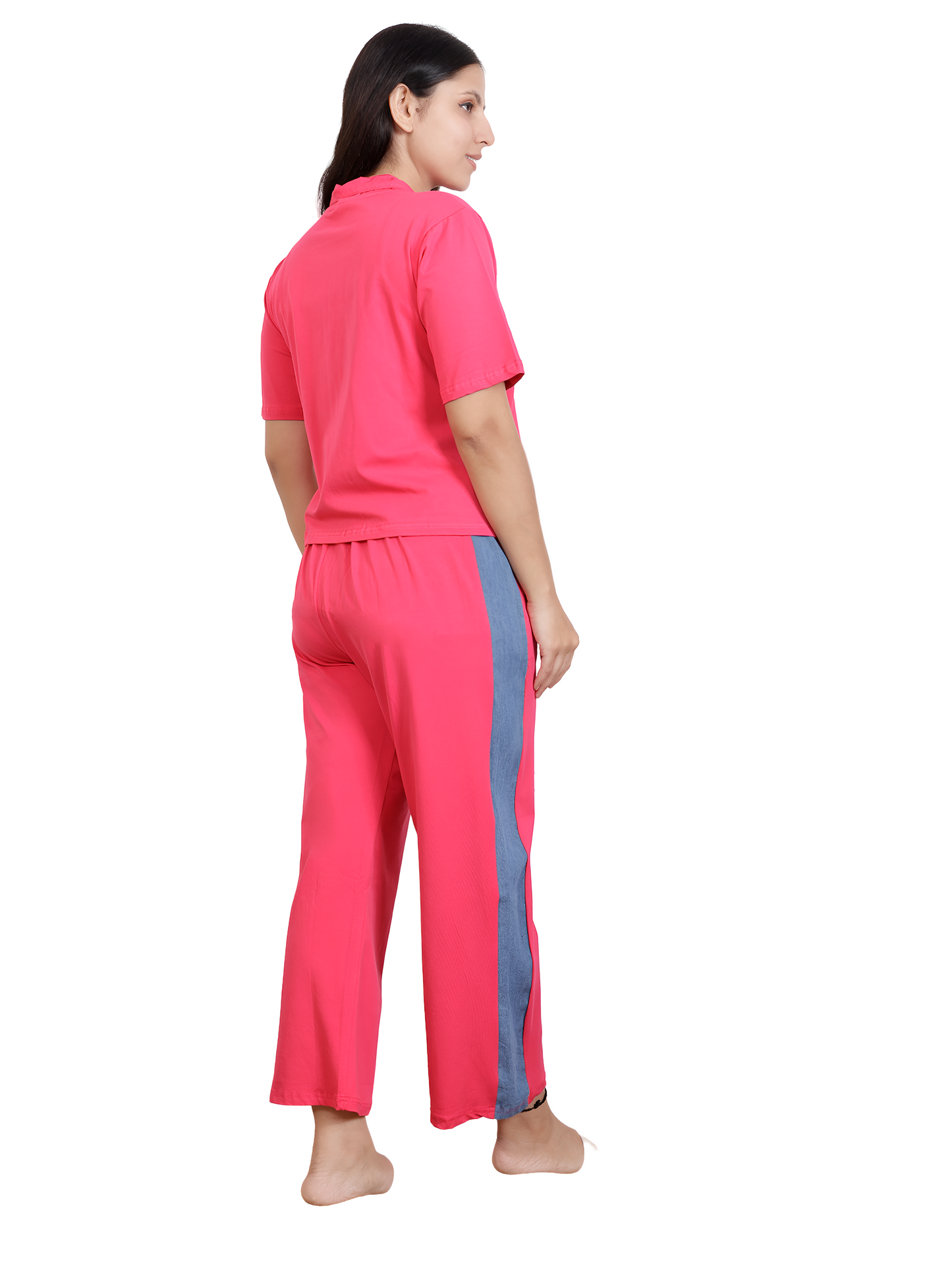 Dream Design Casual Denim Patch Co-ord Set β Zip-Up Jacket & Stretchable Pants for Women