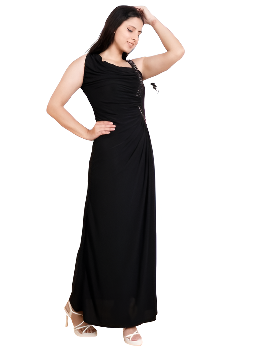 Dream Design Elegant Sleeveless Long Evening Gown with Rhinestone Embellishments β Formal & Party Wear Dress