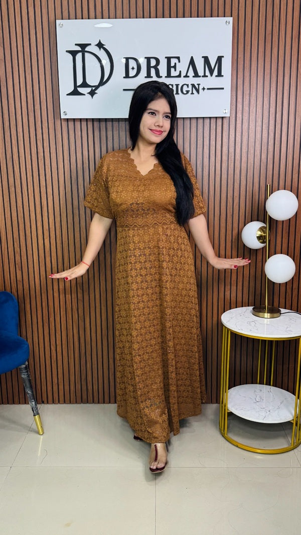 Womens Full Length Embroidered Dress Trendy Ethnic Wear