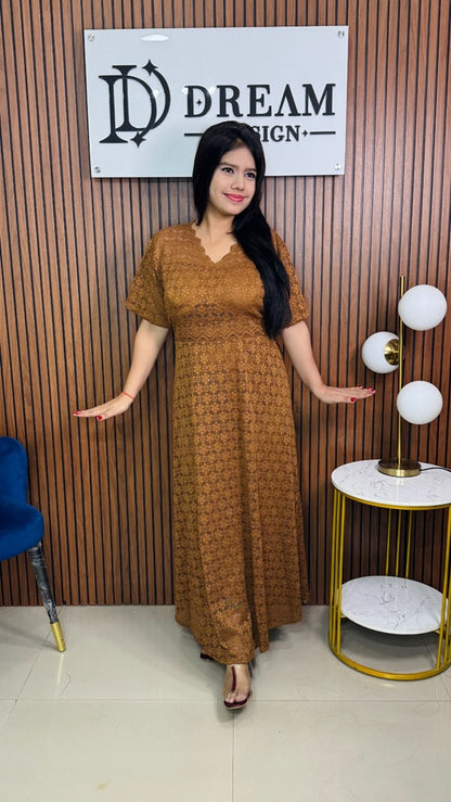 Womens Full Length Embroidered Dress Trendy Ethnic Wear