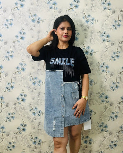 Smile Denim One Piece Dress