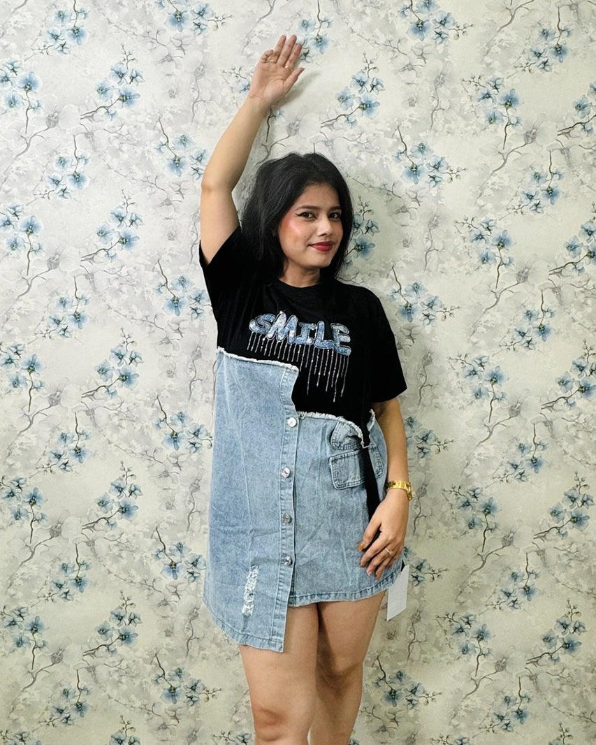 Smile Denim One Piece Dress
