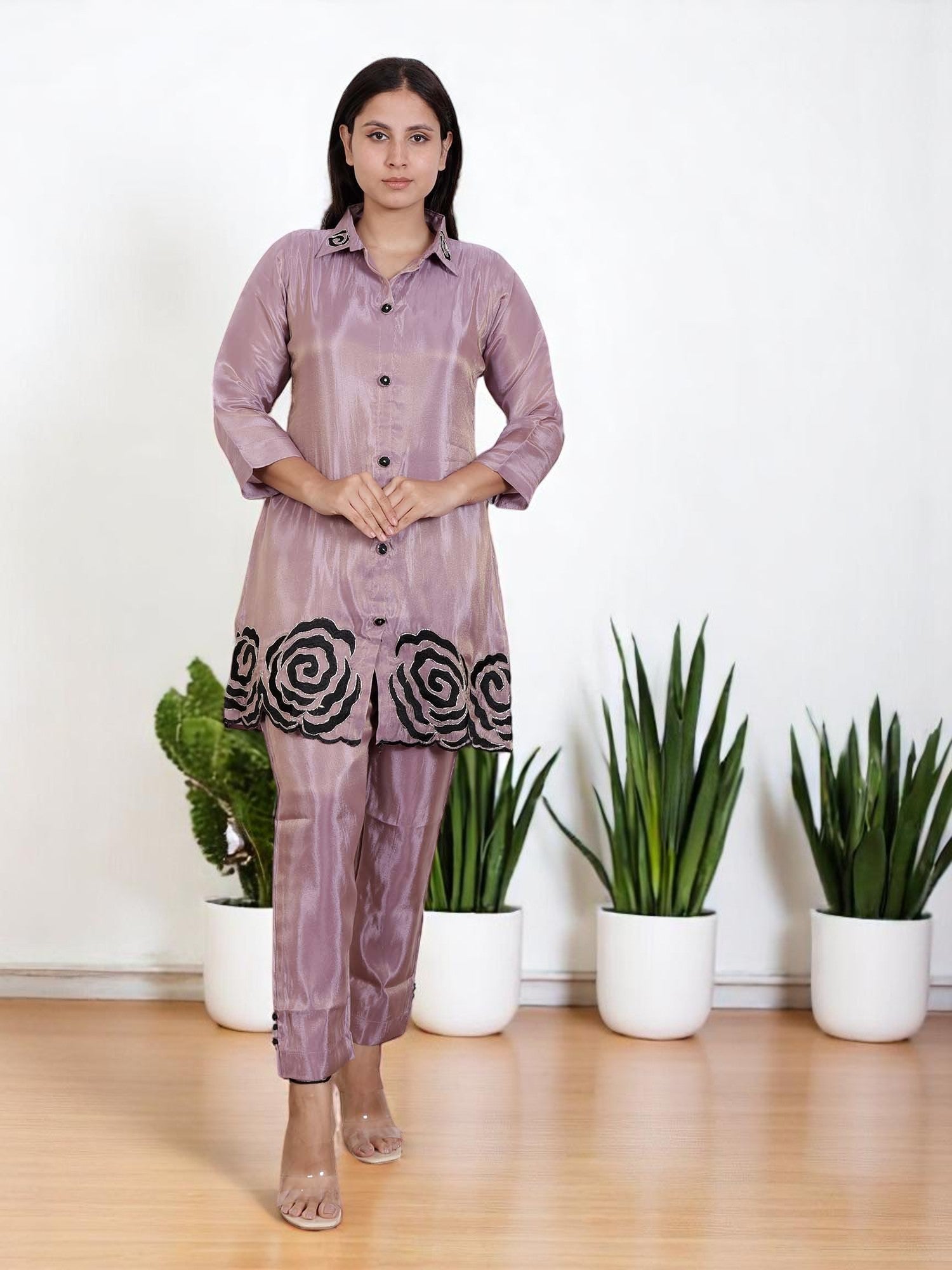 Stylish Designer Mauve Embroidered Co-Ord Set for Party & Festive Wear for Women & Girl's