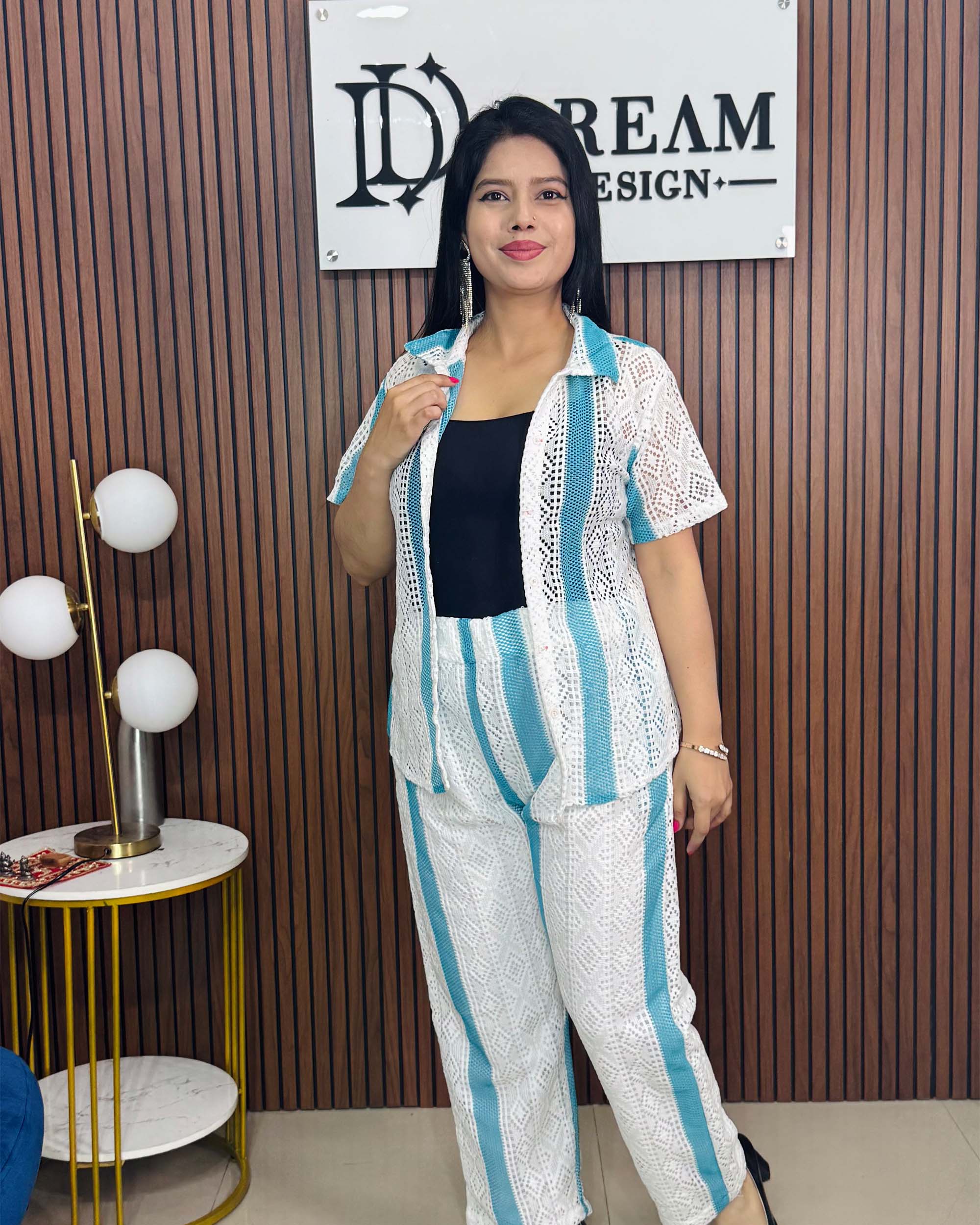 Bold & Breezy Chic Co-ord Set – Vibrant Color Stripes on White Base