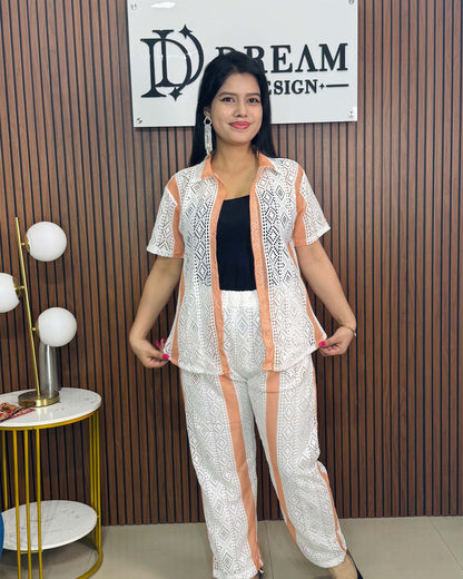 Bold & Breezy Chic Co-ord Set – Vibrant Color Stripes on White Base