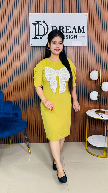 Bow Embroidry Dress