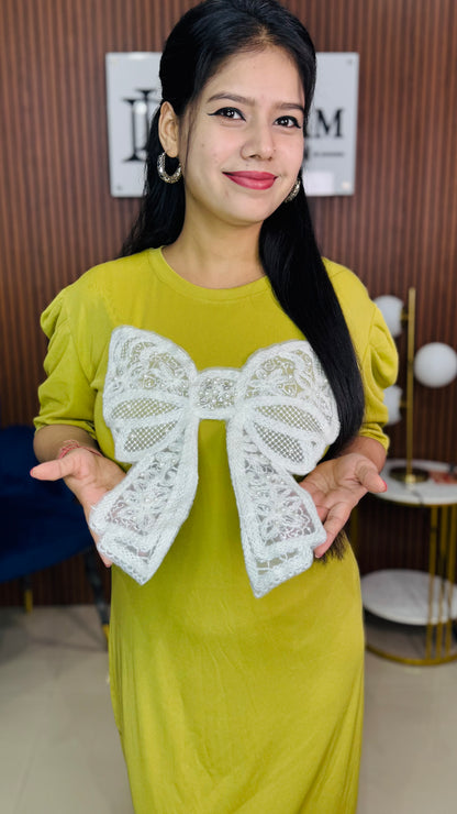 Bow Embroidry Dress