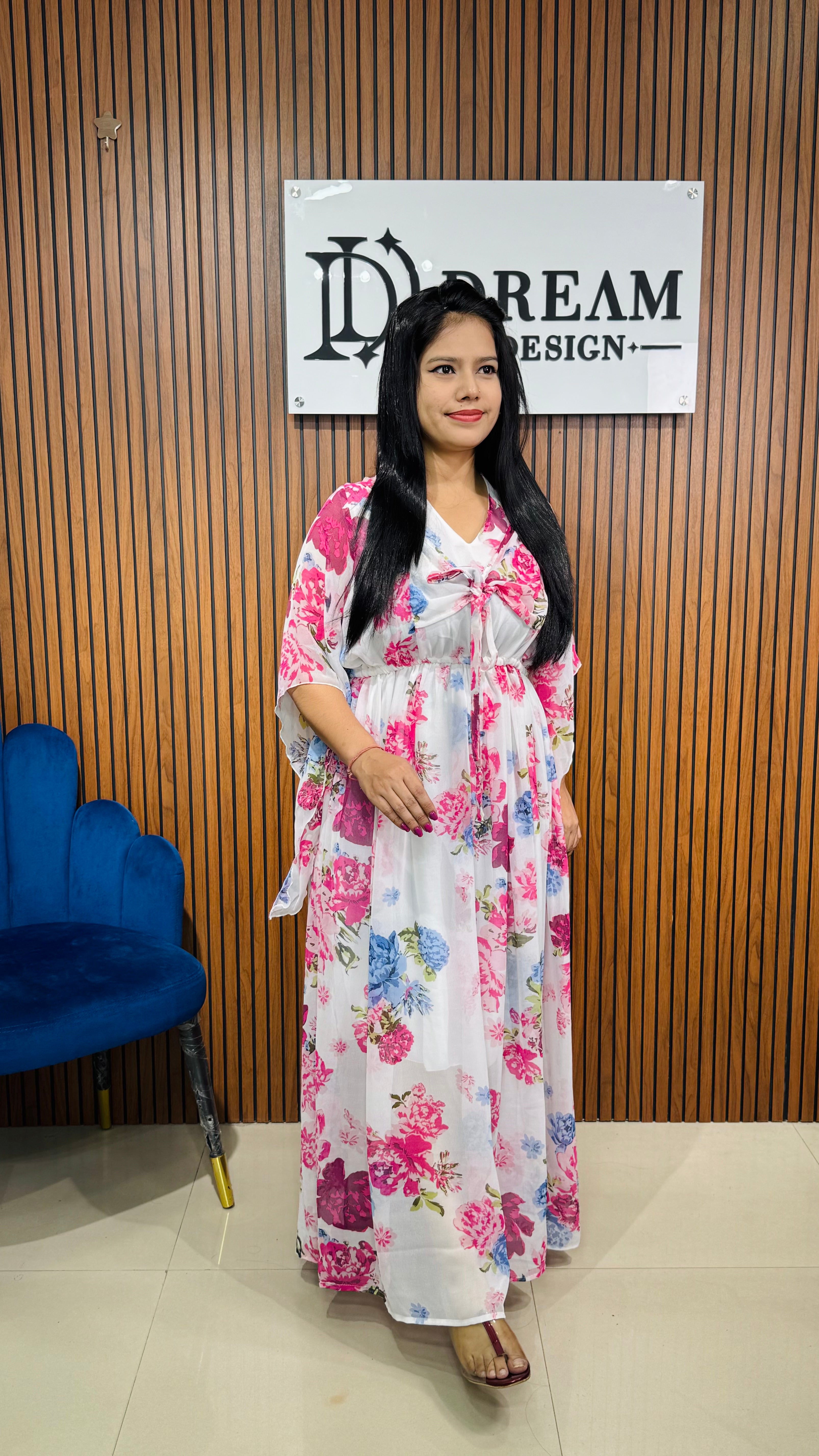Flowy Floral Dress for Women | Comfortable Ethnic & Western Fusion Dress