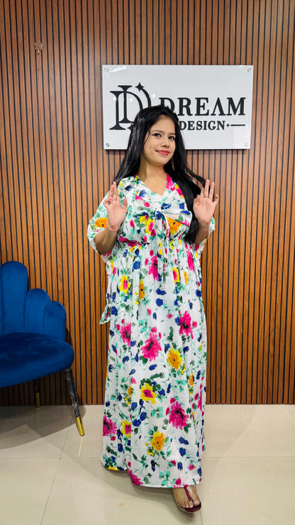Flowy Floral Dress for Women | Comfortable Ethnic & Western Fusion Dress