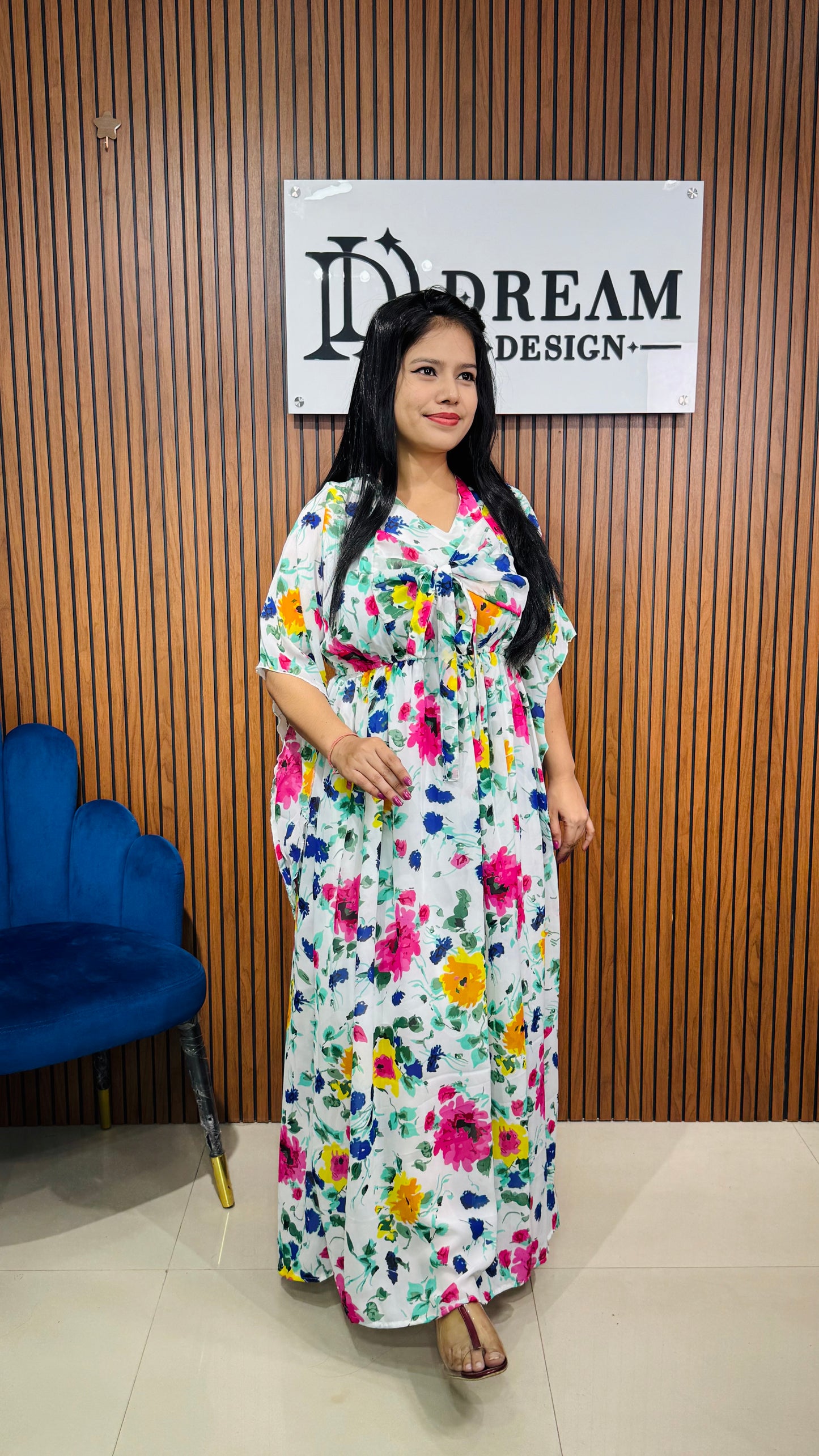 Flowy Floral Dress for Women | Comfortable Ethnic & Western Fusion Dress
