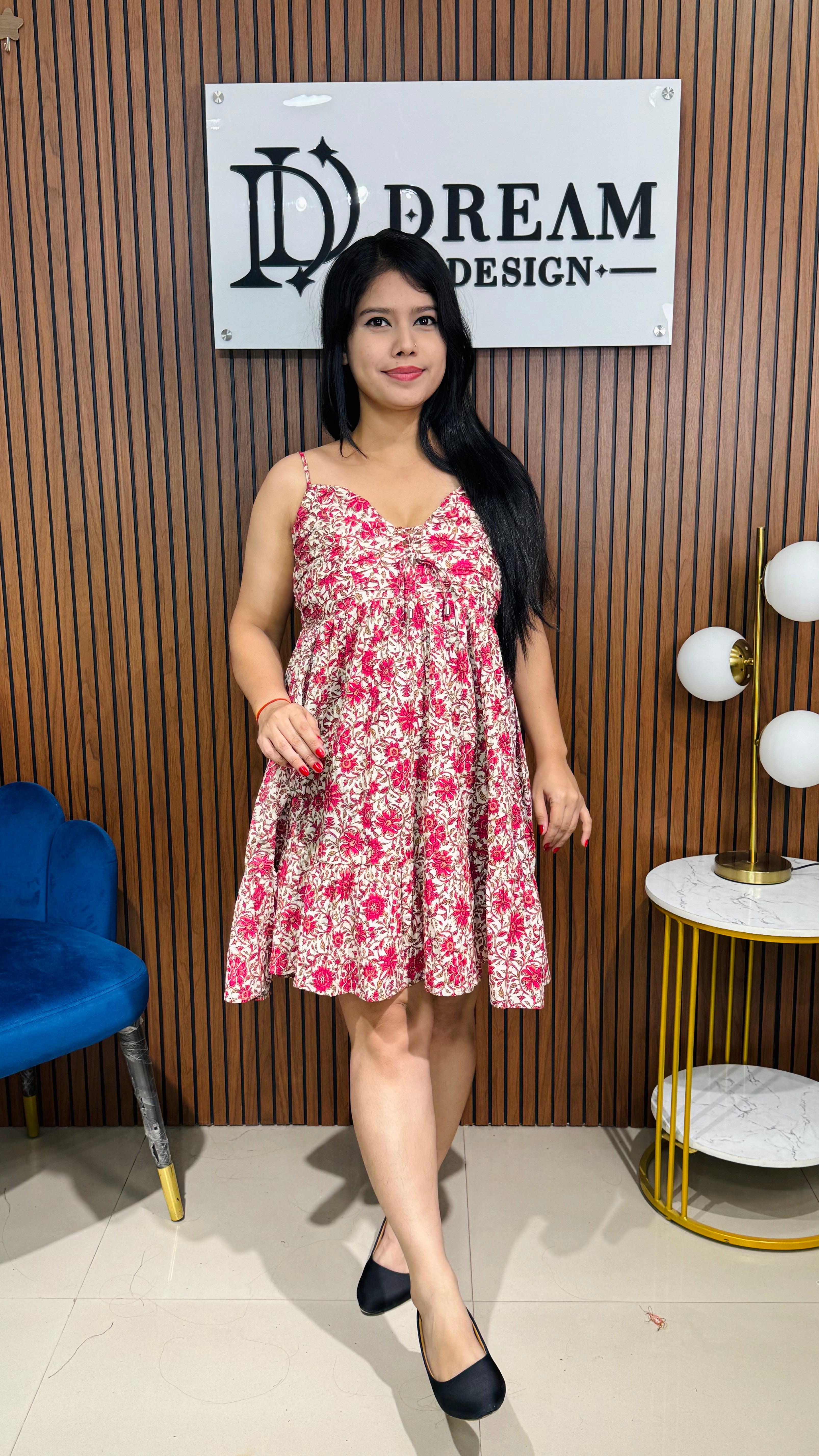 Designer Floral Print Short Dress – Comfortable & Trendy