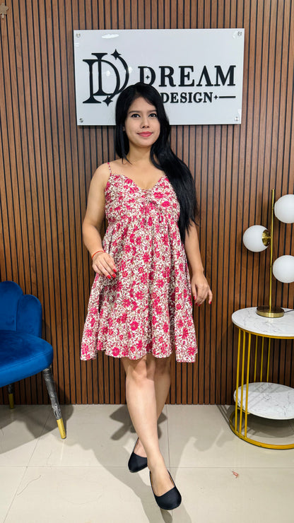 Designer Floral Print Short Dress – Comfortable & Trendy