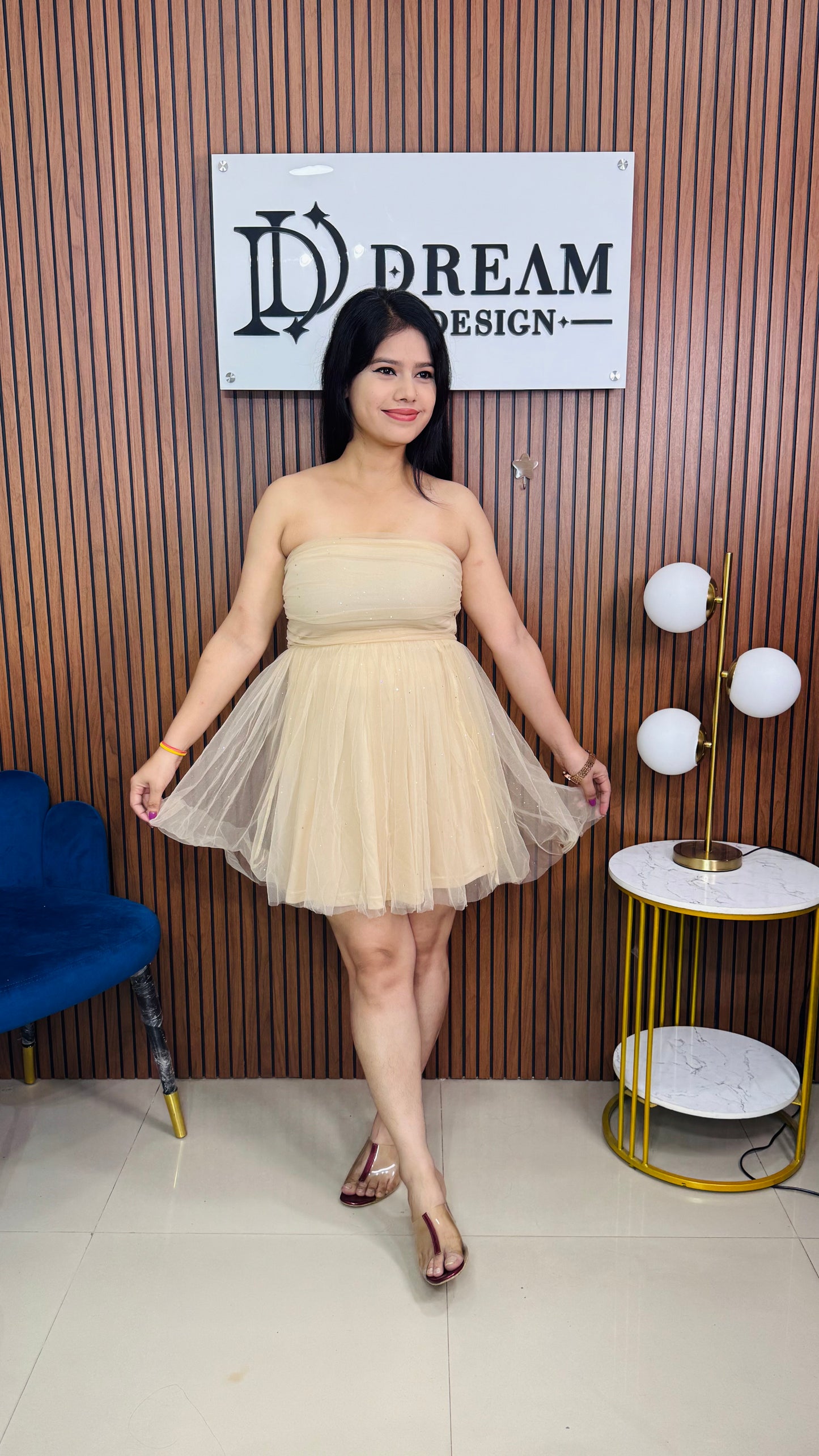 Womens Strapless Net Short Dress Party Wear Mini Dress