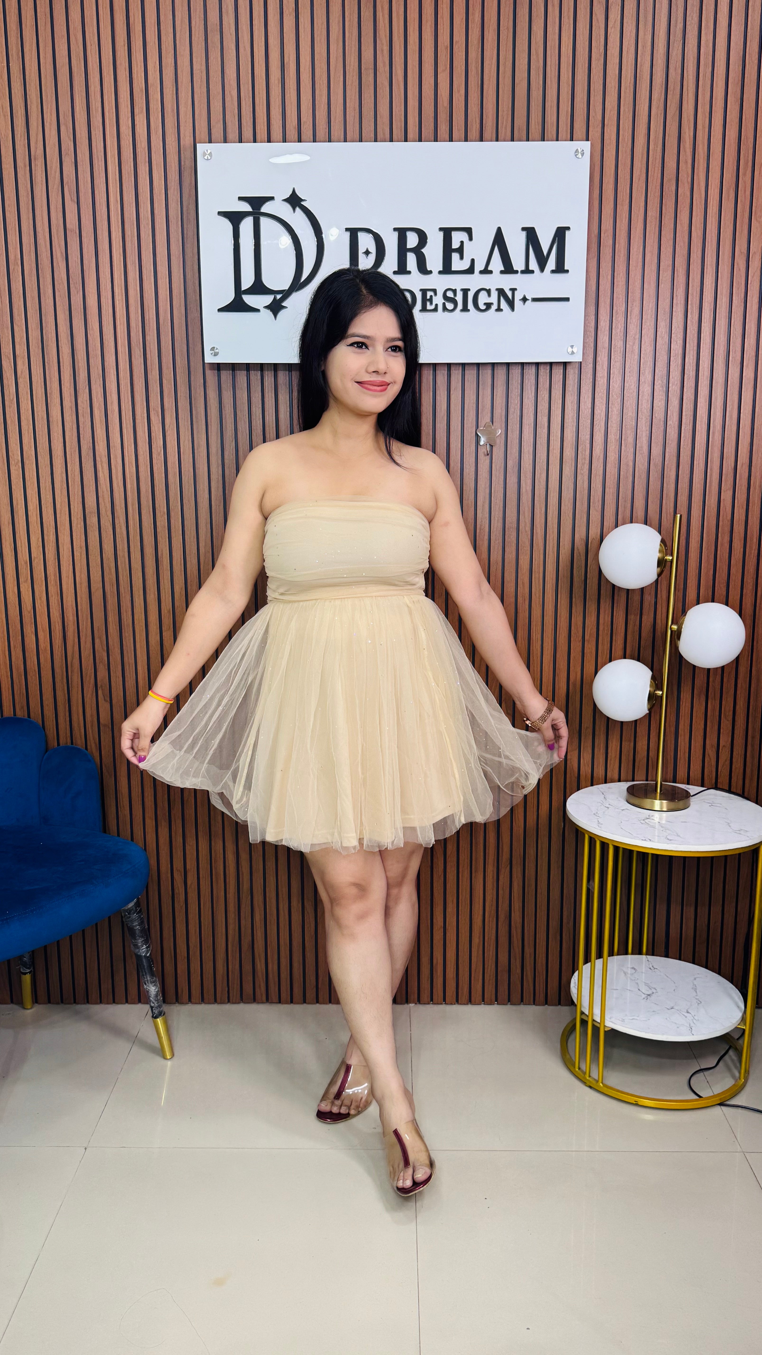 Womens Strapless Net Short Dress Party Wear Mini Dress