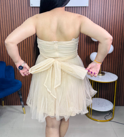 Womens Strapless Net Short Dress Party Wear Mini Dress