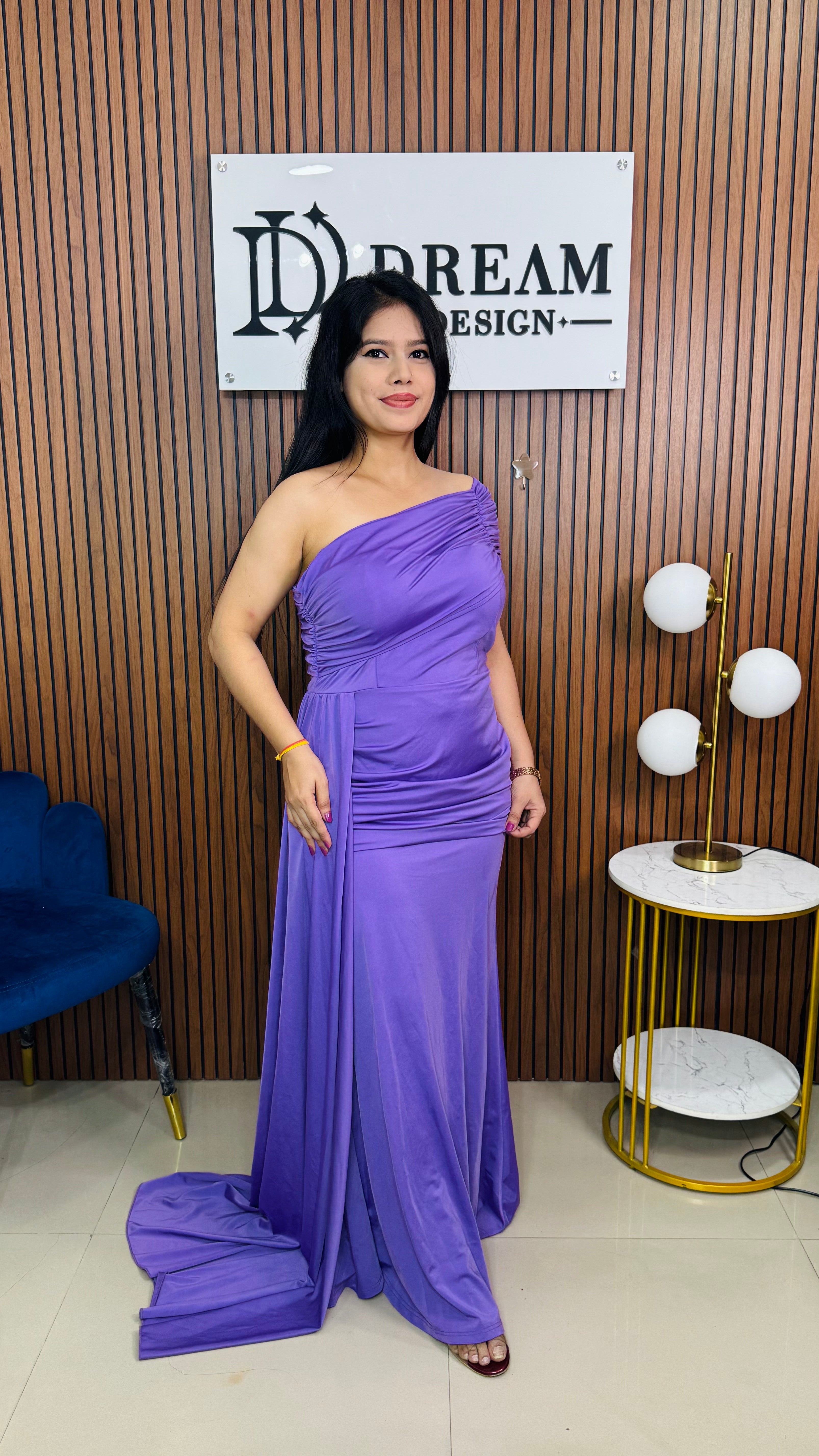 Stylish One Sleeve Floor Length Dress – Women’s Formal Party Gown