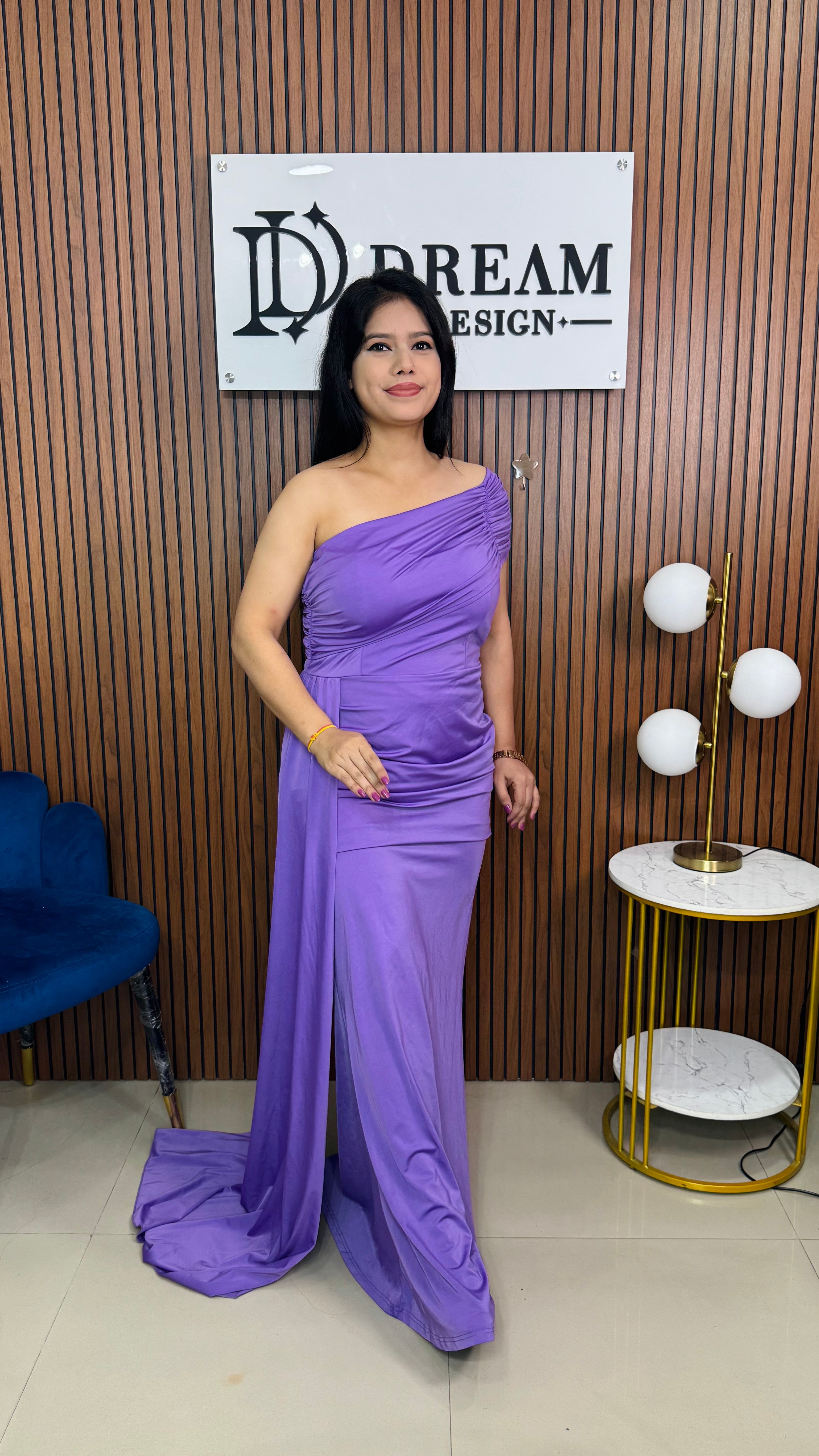 Stylish One Sleeve Floor Length Dress – Women’s Formal Party Gown