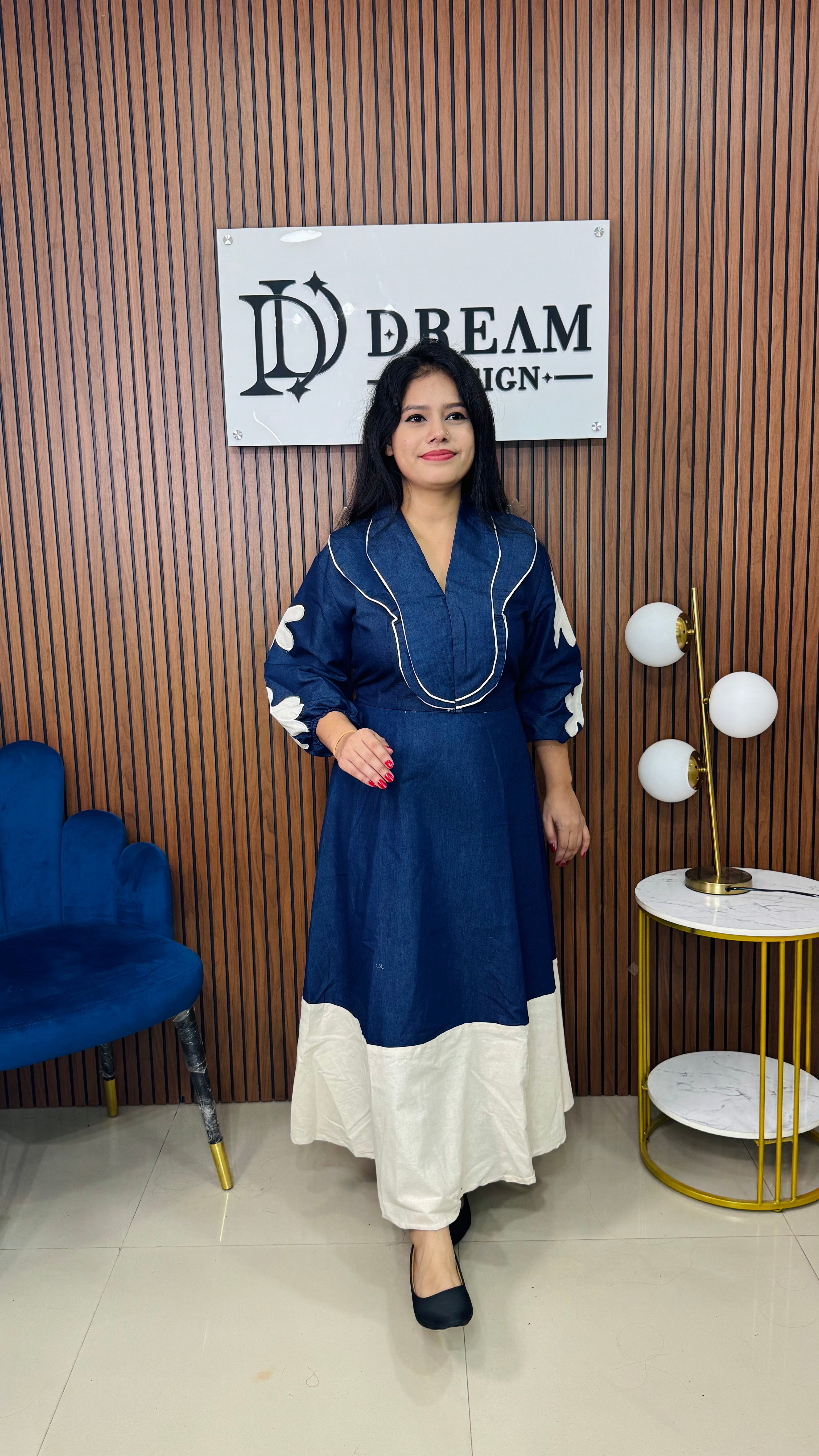 Women’s Western Wear Denim Dress | Trendy Puff Sleeve Long Dress