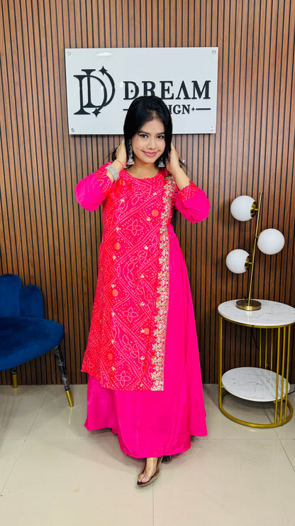 Bandhani Print Anarkali one piece with Embroidered Border | Festive & Wedding Wear