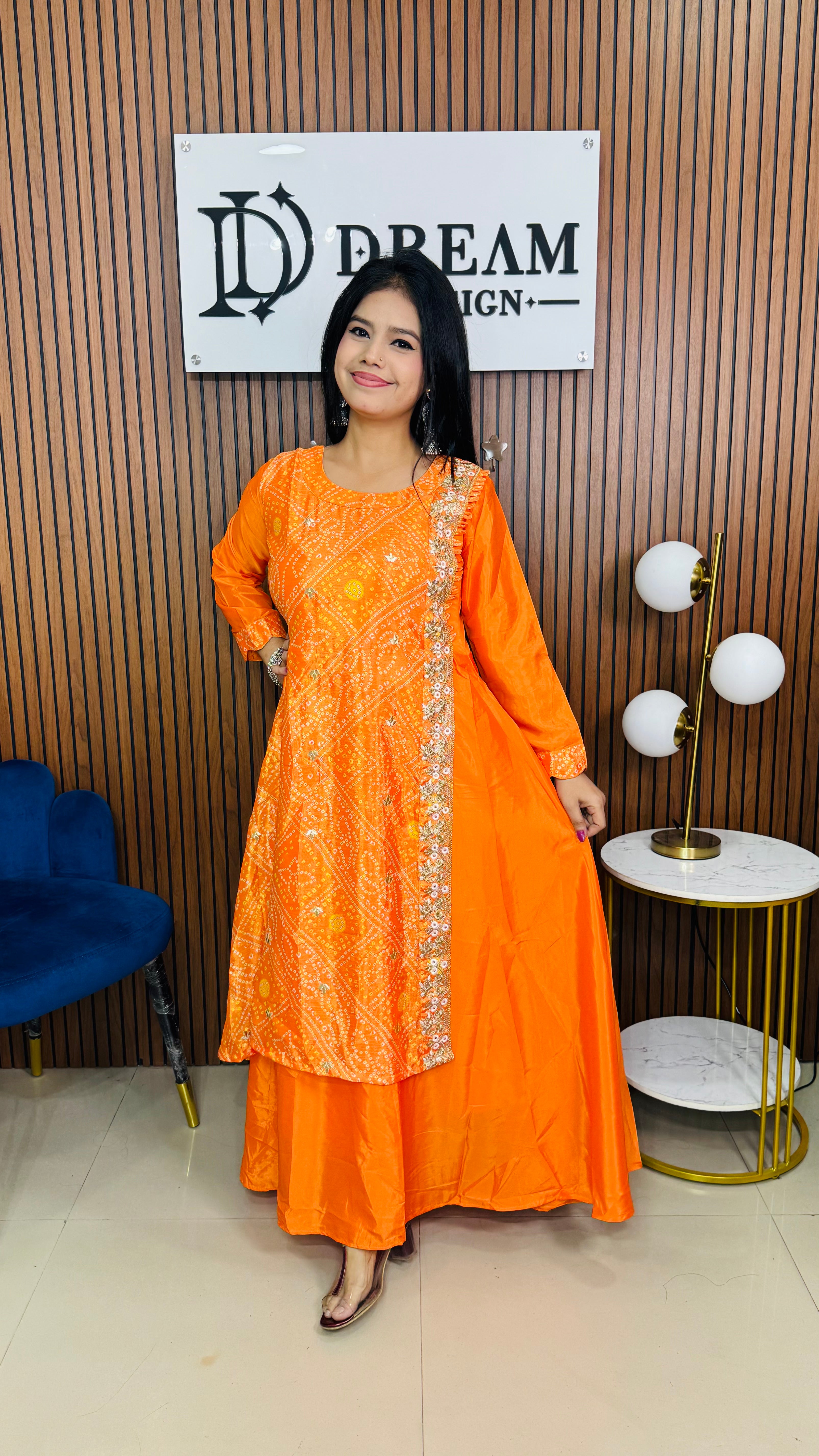 Bandhani Print Anarkali one piece with Embroidered Border | Festive & Wedding Wear