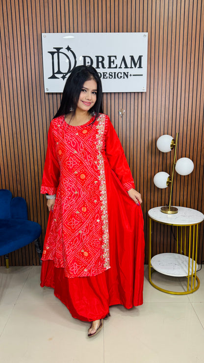 Bandhani Print Anarkali one piece with Embroidered Border | Festive & Wedding Wear