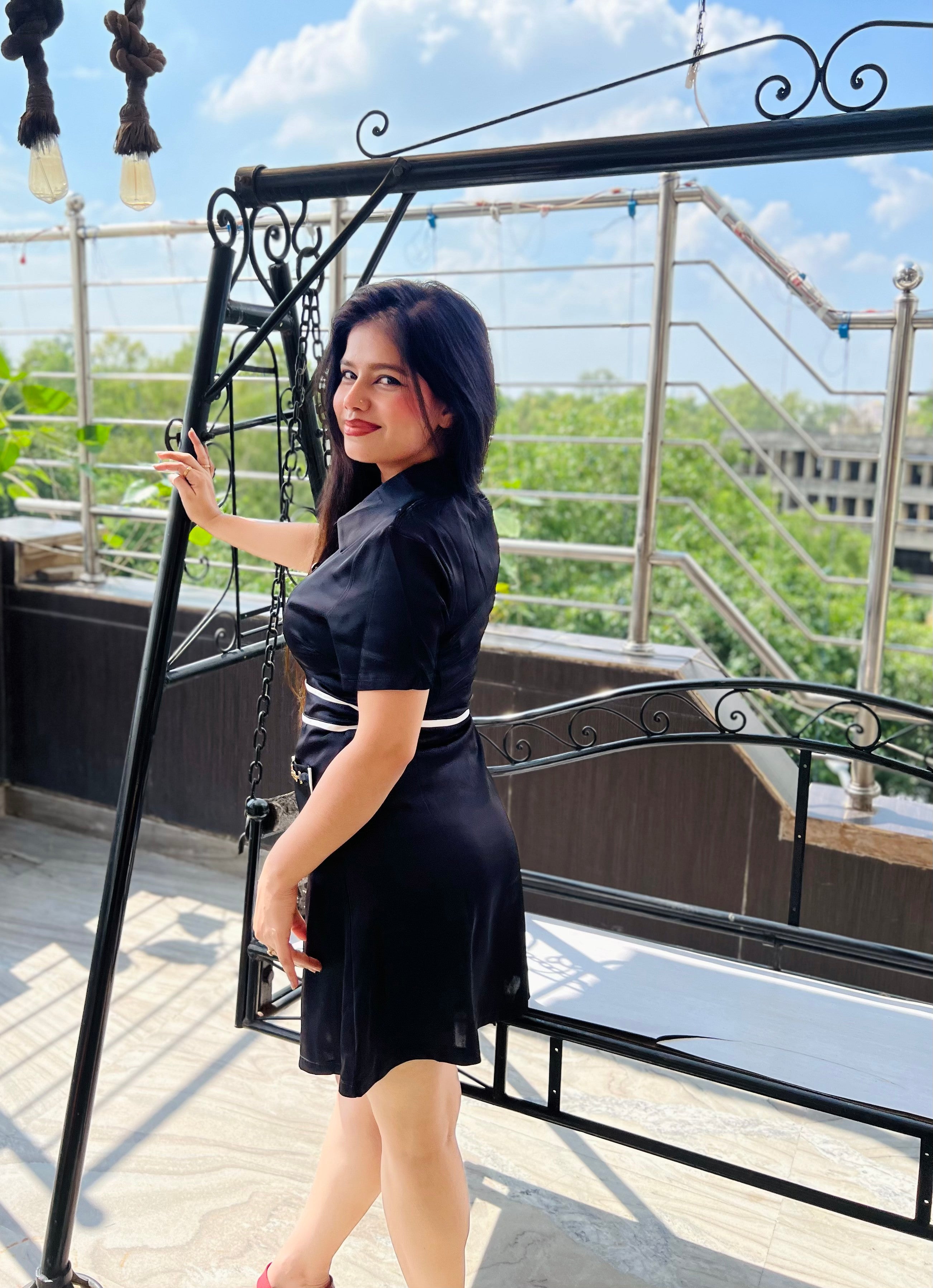 Sophisticated Pocket Style Mini Dress for Party & Daily Wear