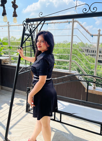 Sophisticated Pocket Style Mini Dress for Party & Daily Wear